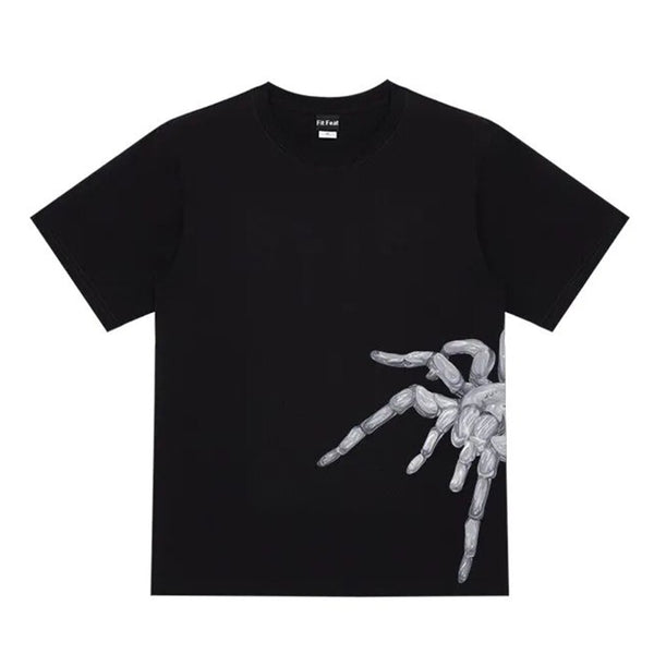 Men's Gothic Street Print Spider T-Shirt