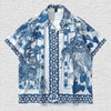 Chinese style printed thin loose casual short-sleeved men's shirt