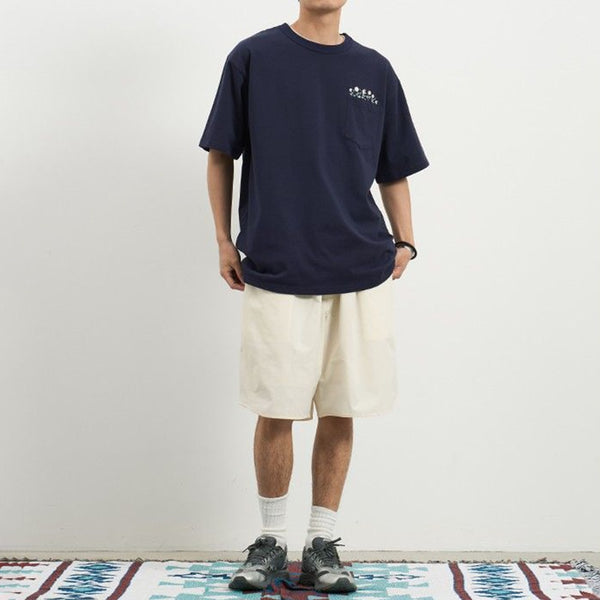 Summer Japanese-style cotton loose round neck short-sleeved men's T-shirt