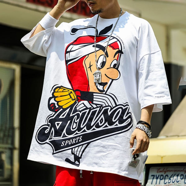 Street hip-hop loose casual pure cotton printed men's T-shirt