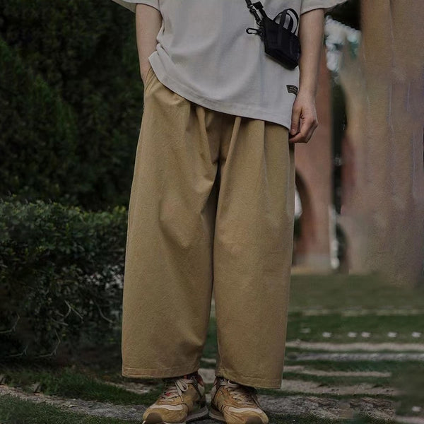 Summer new Japanese retro wide-leg men's cropped pants