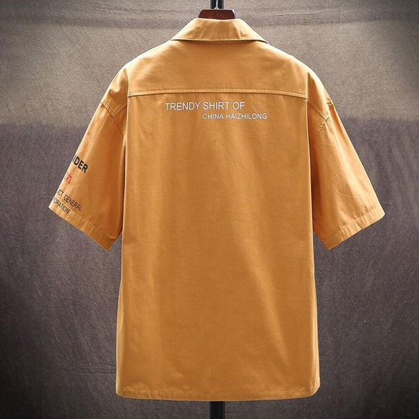 Men's Casual Street Stitching Short Sleeve Shirt