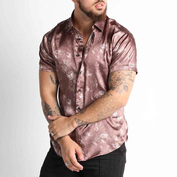 New Street Fashion Trend 3D Printing Casual Slim Fit Men's Short Sleeve Shirt