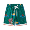 Men's Summer Beach Casual Cardigan Printed Shirt Shorts Two-Piece Set