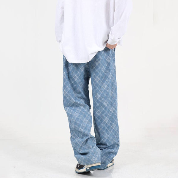 Men's Harajuku Plaid Loose Jeans
