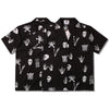 Men's street hip-hop printing retro lapel short-sleeved shirt