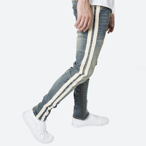 Men's Trendy Ripped Double Stripe Jeans