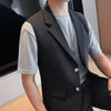Business solid color casual sleeveless elegant British style men's suit