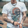 Mens Skull Indian Style Cotton T-shirt