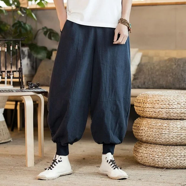 Men's Casual Hip Hop Solid Color Loose Harem Trousers