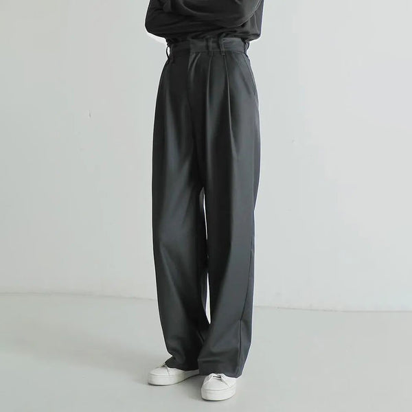 Fashionable high-end pleated design niche drape suit pants for men