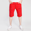 Street washed mid-rise solid color ripped denim shorts