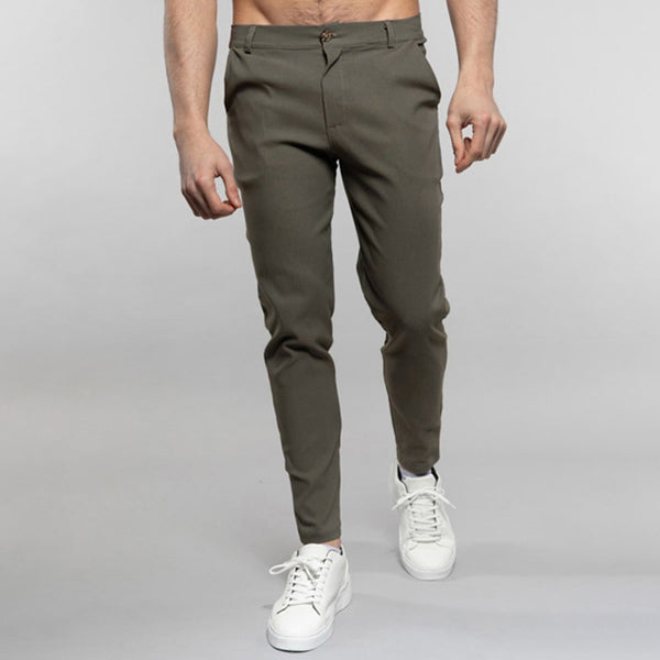 Men's casual solid color pencil pants trendy slim design