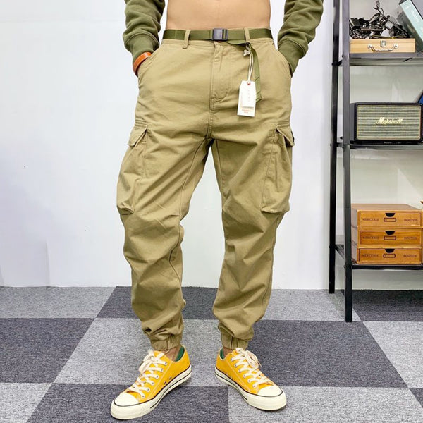 Japanese functional multi-pocket loose men's overalls