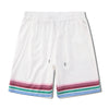 Men's Retro Casual Contrast Color Gradient Short Sleeve Shirt Shorts Two-Piece Set