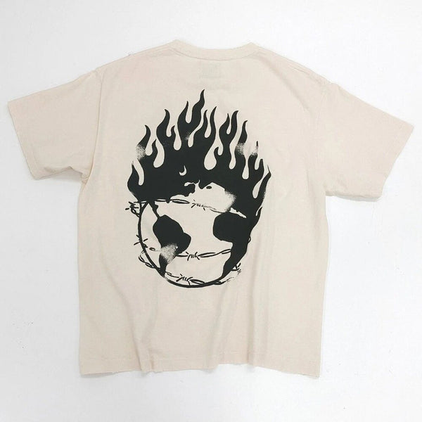 Street hip-hop personality print retro short-sleeved men's T-shirt