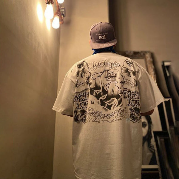 Men's Harajuku Hip Hop Street Print O-Neck Short Sleeve T-Shirt
