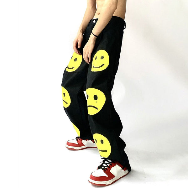 Y2k Harajuku Style Hip Hop Print Loose Straight Jeans