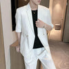 Summer casual solid color single-breasted short-sleeved men's suit