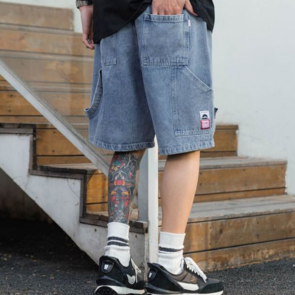 American trendy brand hip-hop printed men's denim shorts