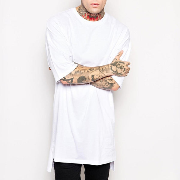 Men's Solid Color High Street Round T-Shirt