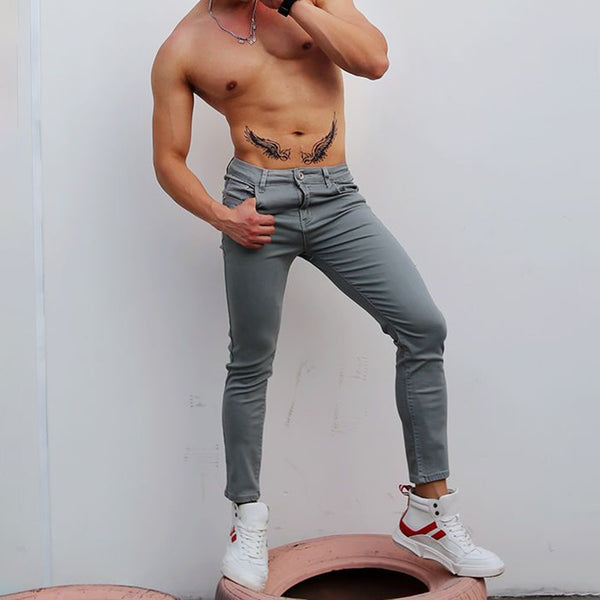 Men's high street solid color slim fit leggings