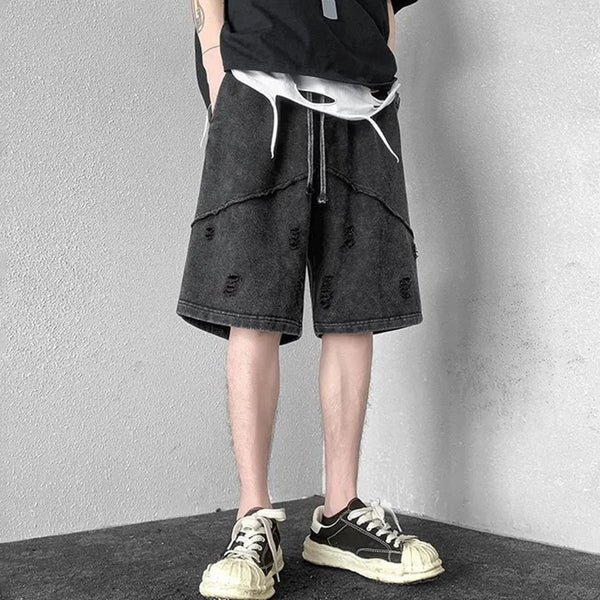 American style high street trendy loose ripped men's shorts