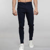 Trendy slim design men's solid color elastic straight-leg suit pants