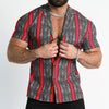 Men's striped printed round neck short-sleeved shirt