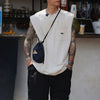 Japanese casual embroidered round neck pure cotton vest