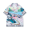 Two-piece summer men's printed short-sleeved shirt and shorts