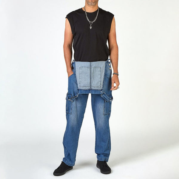 Blue Straight Multi-Pocket Denim Trendy Cargo Pants
