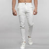 Trendy slim design men's solid color elastic straight-leg suit pants