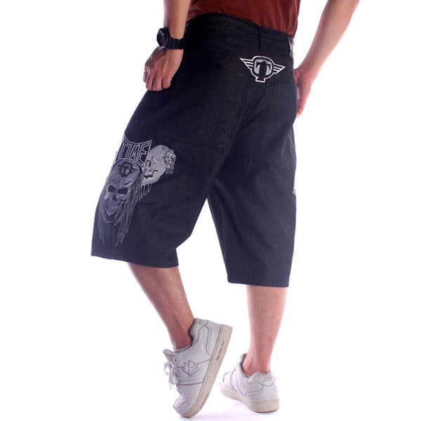 Men's High Street Washed Large Size Loose Cropped Denim Shorts