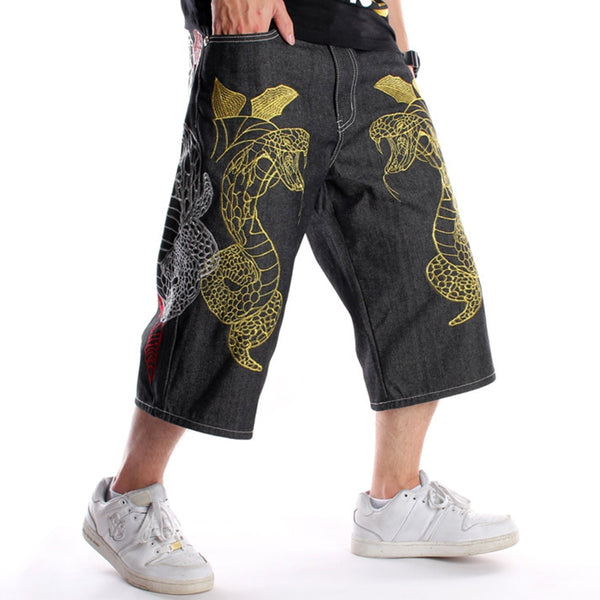 Men's Fashion Embroidered Hip Hop Straight Leg Slip Pants