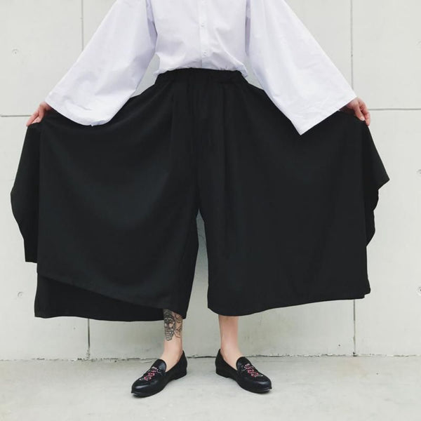 Men's Unisex Harajuku Casual Irregular Solid Color Loose Wide Leg Pants