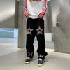 Men's Printed Star Embroidered Straight Jeans
