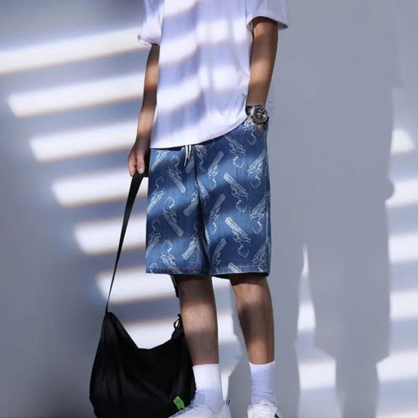 Men's fashionable casual loose printed shorts