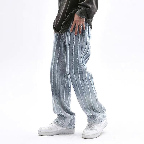 Men's Street Hip Hop Y2k Stripe Distressed Jeans
