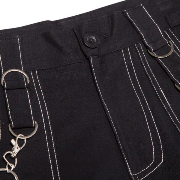 Fashion slim rivet design solid color straight-leg pants