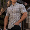 Men's fashionable printed plaid casual shirt