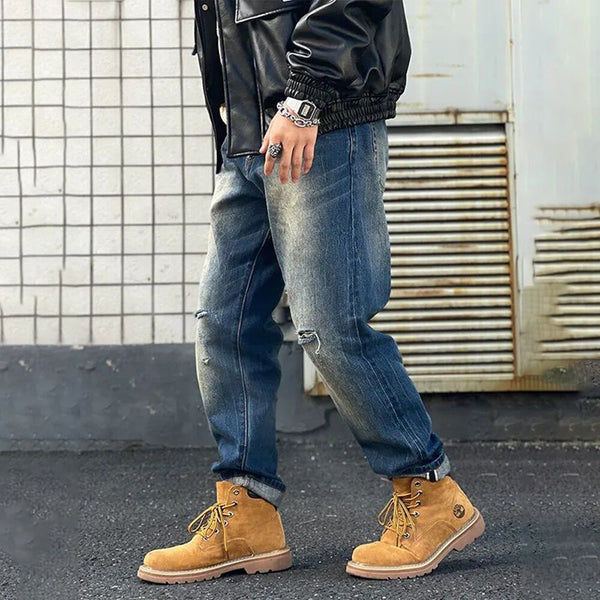 Men's Retro Hip Hop Straight Loose Jeans