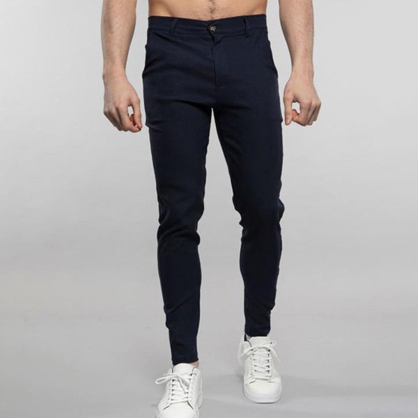 Men's casual solid color pencil pants trendy slim design