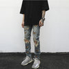 Men's Embroidered Ripped Straight Jeans