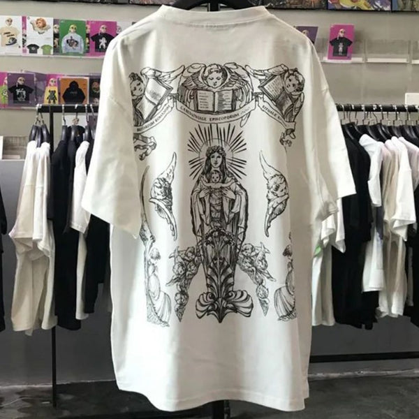 Mens Hand-painted Printed Cotton T-shirt