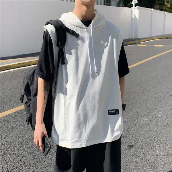 Harajuku sleeveless vest men's hoodie