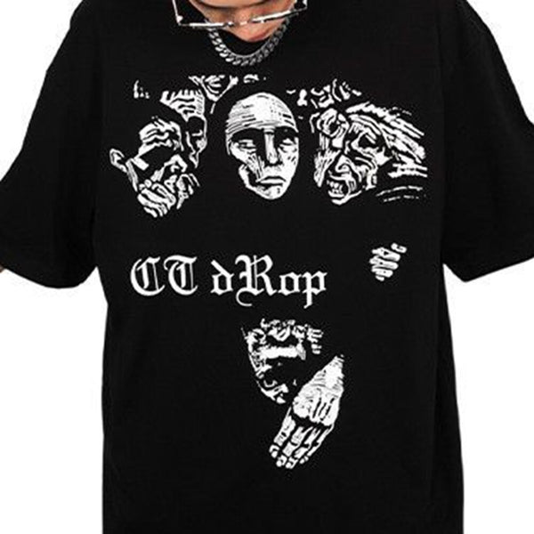 Street Style Hip Hop Chicano Graffiti Print T-Shirt