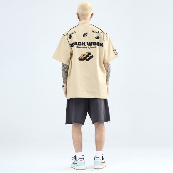Street hip-hop printed loose casual men's shirt