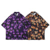 Loose and versatile printed couple lapel short sleeves
