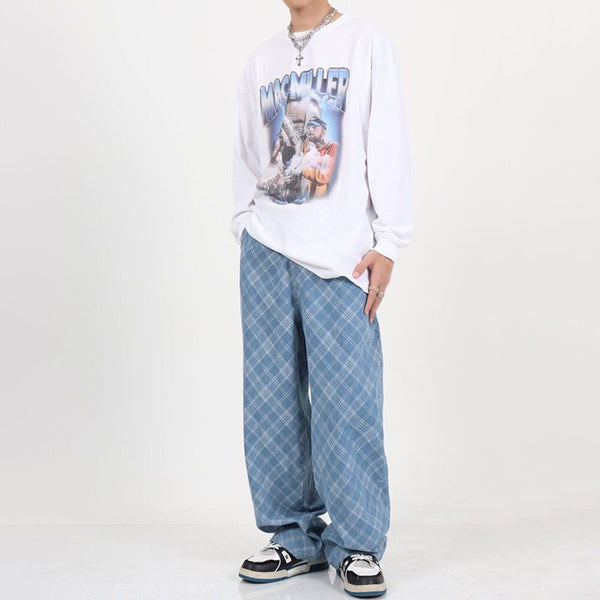 Men's Harajuku Plaid Loose Jeans